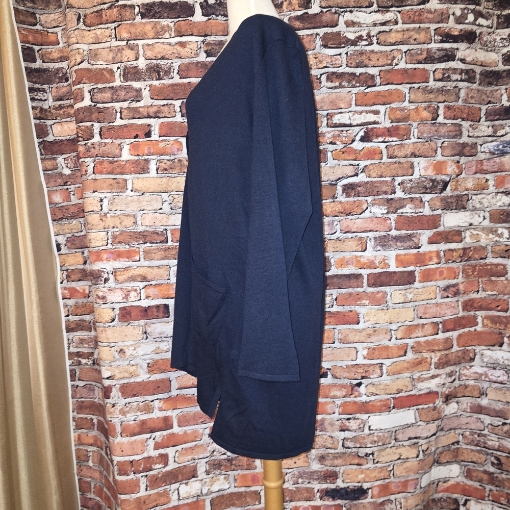 J Jill  Women's  Cardigan Sweater Lingline Duster SIZE XL Black - Picture 5 of 7